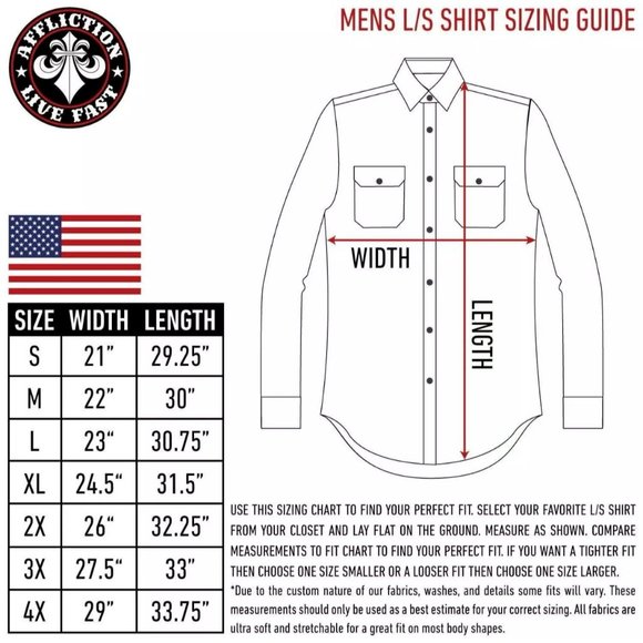 RAW STATE AFFLICTION Men's Button Down Shirt Long Sleeve - Picture 3 of 8